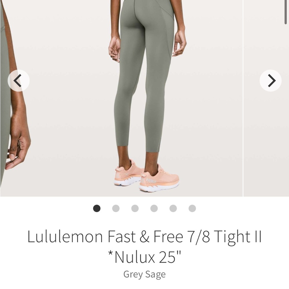 Lululemon Athletica Fast & Free 7/8 Tight II in Sage Green
